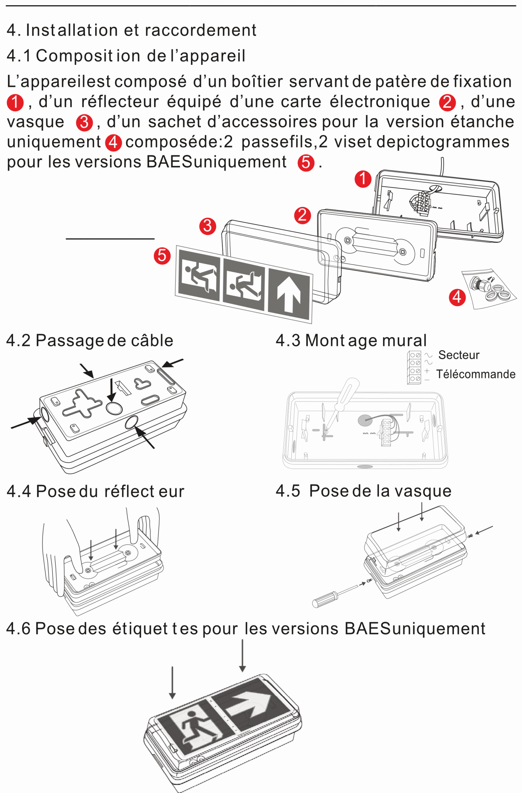 Bloc d’éclairage de sécurité LED PrimEvo SATI BAES/BAEH – KAUFEL - Vue 3