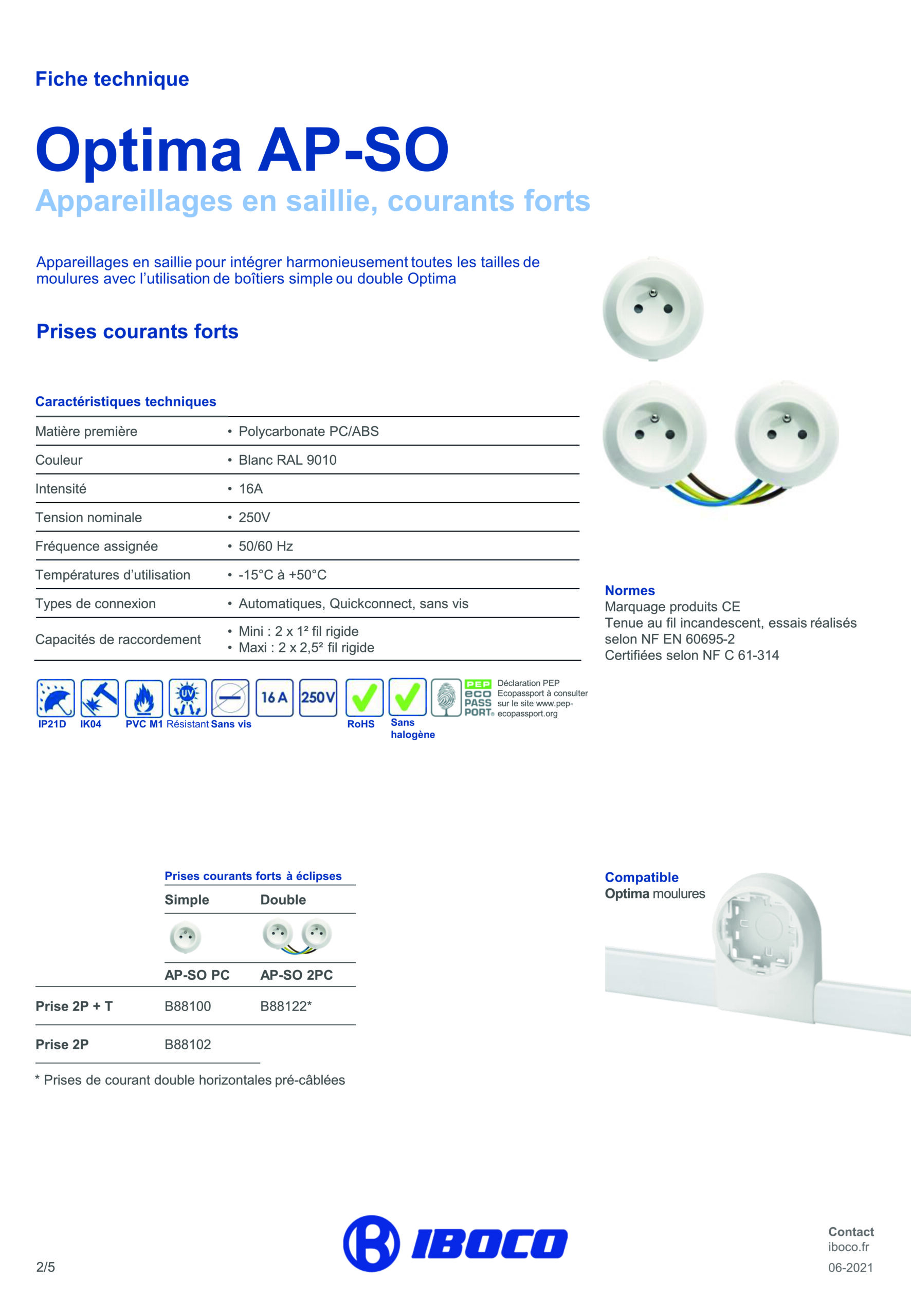 Interrupteur va-et-vient bouton poussoir InterBP IBOCO Optima AP-SO – Blanc RAL 9010 - Vue 5