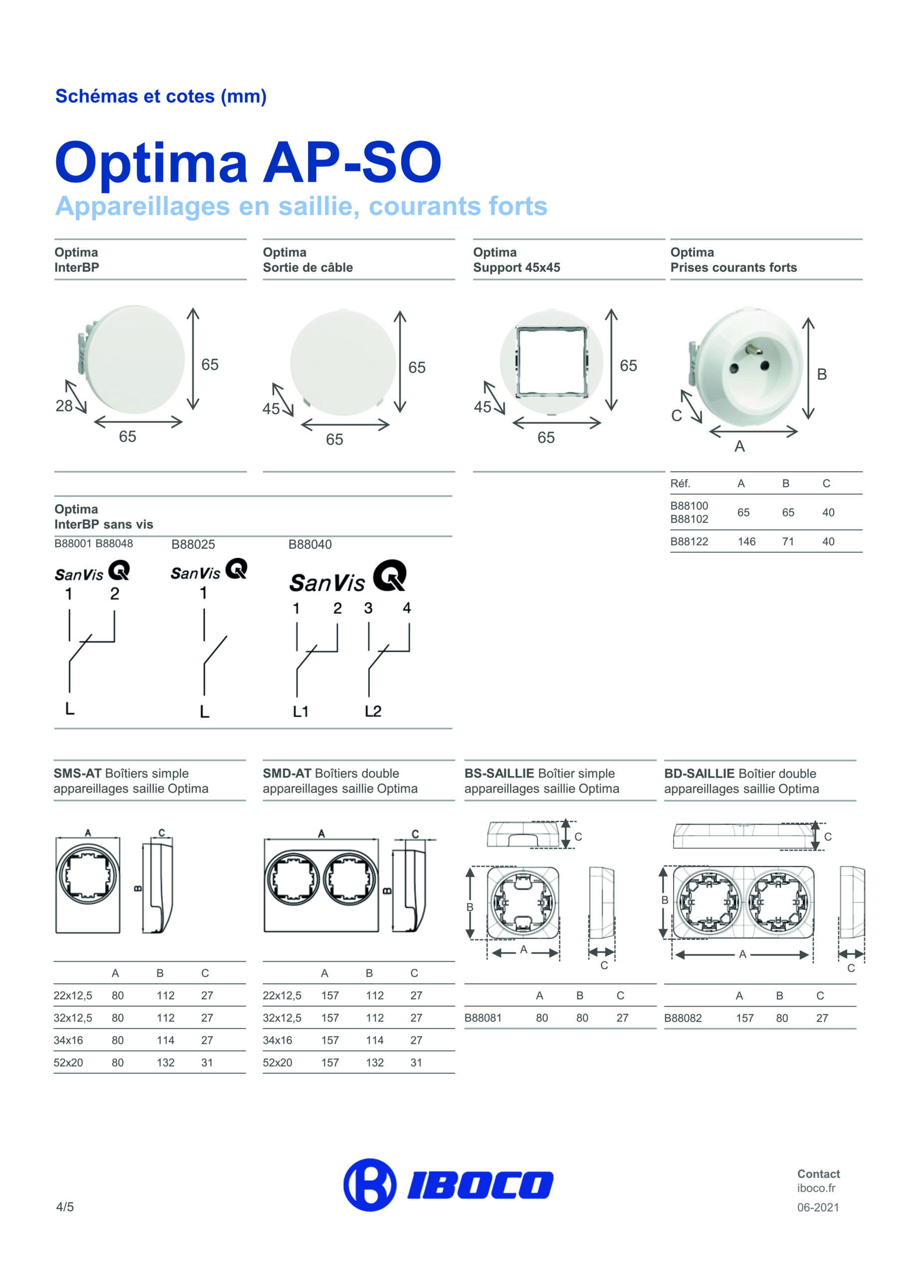 Interrupteur va-et-vient bouton poussoir InterBP IBOCO Optima AP-SO – Blanc RAL 9010 - Vue 4